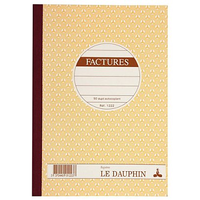 REGISTRES LE DAUPHIN Manifold autocopiant 'Facture', double exemplaires 21x14,8 cm, 50 pages - lot de 5 - 1