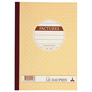 Lot de 5 - REGISTRES LE DAUPHIN Manifold autocopiant Facture, double exemplaires 21x14,8 cm, 50 page