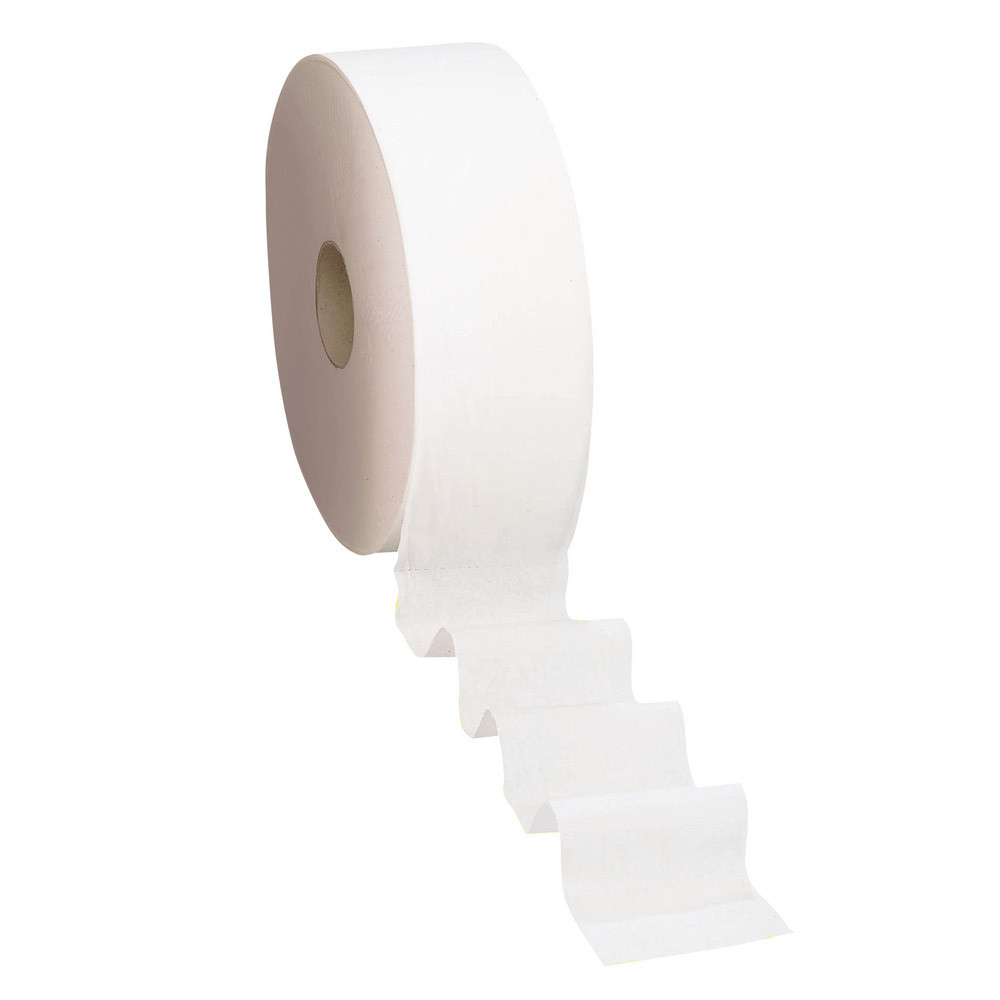 Renova Green - Papier toilette Mini Jumbo double épaisseur - Bobine 450 feuilles - Ouate gaufrée - Blanc - Lot 12 rouleaux