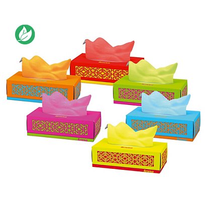 Renova Mouchoirs en papier Red Label boîte de 80 coloris bleu, vert, orange et violet - lot de 16 - 1