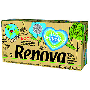 RENOVA Mouchoirs Renova 100% recyclé, 30 boîtes de 72 mouchoirs