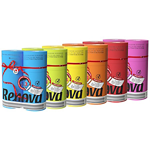 Renova Papier toilette couleur Maxi Red triple épaisseur – Maxi rouleau de 180 feuilles - 6 coloris panachés - Carton de 36 rouleaux Renova Papier toilette couleur Maxi Red triple épaisseur – Maxi rouleau de 180 feuilles - 6 coloris panachés - Carton de 36 rouleaux