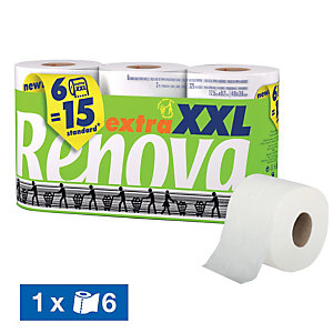 RENOVA Papier toilette Renova Compact Extra XXL 2 ép, lot de 6 rouleaux