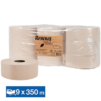 RENOVA Papier toilette Renova Love & Action Jumbo 1 épaisseur, lot