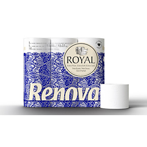 Renova Papier toilette en rouleaux standard Royal quadruple épaisseur - Rouleau de 140 feuilles - Blanc - Carton de 63 rouleaux Renova Papier toilette en rouleaux standard Royal quadruple épaisseur - Rouleau de 140 feuilles - Blanc - Carton de 63 rouleaux