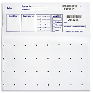 RESKAL Lot de 100 sachets de sécurité pour billets 14202-1 RESKAL Lot de 100 sachets de sécurité pour billets 14202-1
