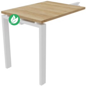 Retour bureau droit E-link - L.80 x P.60 cm - Plateau Chêne Nebraska - Pieds Blanc Retour bureau droit E-link - L.80 x P.60 cm - Plateau Chêne Nebraska - Pieds Blanc