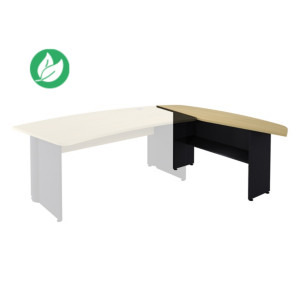 Retour courbe bureau Direction Activity - L.180 x P.60 cm - Plateau Hêtre - Pieds pleins Anthracite Retour courbe bureau Direction Activity - L.180 x P.60 cm - Plateau Hêtre - Pieds pleins Anthracite