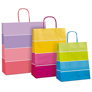 REX SADOCH Shopper bicolor - con manici - carta ritorta - 26 x 12 x 36 cm - colori assortiti