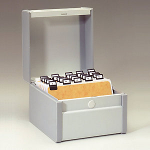 REXEL Boîte à fiches métal - Fichier en largeur - 140x170 mm - Gris