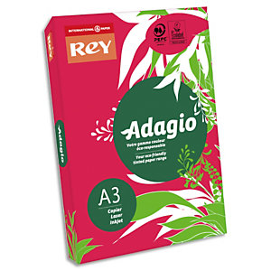 REY INAPA Ramette 500 feuilles papier couleur intense ADAGIO Rouge intense A3 80g