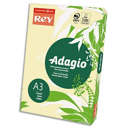 REY INAPA Ramette 500 feuilles papier couleur pastel ADAGIO canari pastel A3 80g