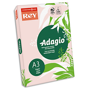 REY INAPA Ramette 500 feuilles papier couleur pastel ADAGIO Rose pastel A3 80g