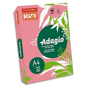 REY INAPA Ramette 500 feuilles papier couleur pastel ADAGIO Rose pastel A4 80g
