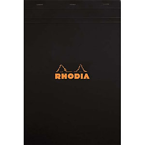 RHODIA Bloc agrafé en-tête couverture Noire n° 19 format 21x31.8cm réglure 5x5