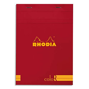 RHODIA Bloc coloR agrafé en-tête 14,8x21cm (n°16) 140 pages lignées. Couverture rembordée Coquelicot
