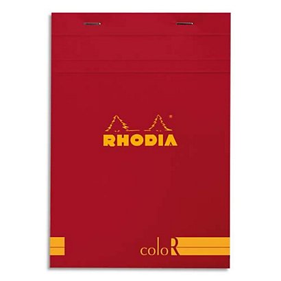RHODIA Bloc coloR agrafé en-tête 14,8x21cm (n°16) 140 pages lignées. Couverture rembordée Coquelicot