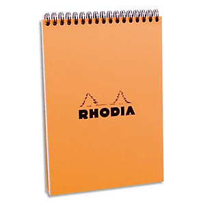 RHODIA Bloc de direction couverture reliure intégrale en-tête Orange 80 feuilles format A5 réglure 5x5