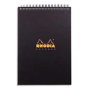 RHODIA Bloc Notepad spirale en tête en polypropylène 160 pages format 14,8x21cm.Coloris noir