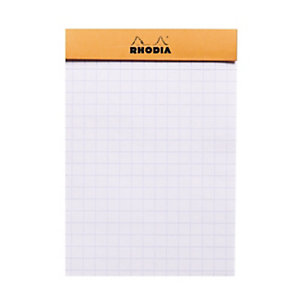 Lot de 5 - Rhodia Bloc notes agrafé orange 7,4 x 10,5 cm - 80g - Petits carreaux 5x5 - 80 feuilles