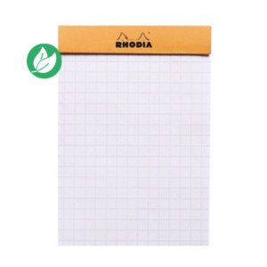 Rhodia Bloc notes agrafé orange 7,4 x 10,5 cm - 80g - Petits carreaux 5x5 - 80 feuilles