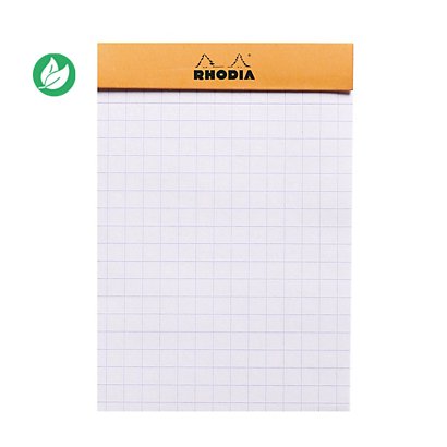 Rhodia Bloc notes agrafé orange 7,4 x 10,5 cm - 80g - Petits carreaux 5x5 - 80 feuilles - 1