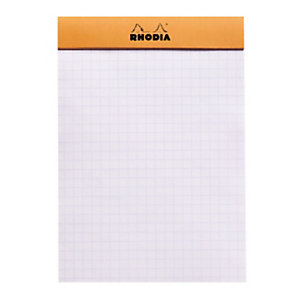 Lot de 5 - Rhodia Bloc notes agrafé orange A6 10,5 x 14,8 cm - 80g - Petits carreaux 5x5 - 80 feuill