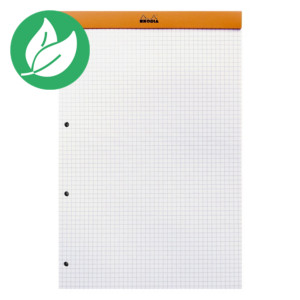Rhodia Bloc notes orange agrafé 21 x 32 cm - petits carreaux 5x5 - 80 feuilles perforées Rhodia Bloc notes orange agrafé 21 x 32 cm - petits carreaux 5x5 - 80 feuilles perforées