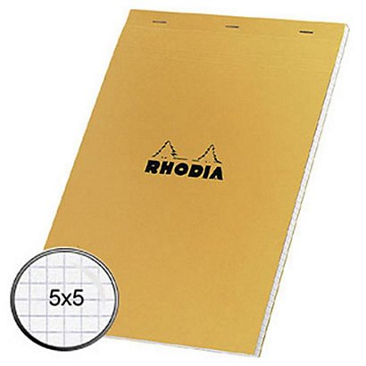 Rhodia Bloc notes orange agrafé A4 21 x 29,7 cm - petits carreaux 5x5 - 80 feuilles - lot de 5