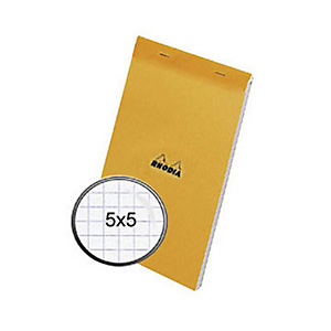 Rhodia Bloc notes orange agrafé A5 14,8 x 21 cm - petits carreaux 5x5 - 80 feuilles Rhodia Bloc notes orange agrafé A5 14,8 x 21 cm - petits carreaux 5x5 - 80 feuilles