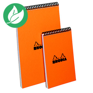 Rhodia Bloc notes spirale orange agrafé 10,5 x 14,8 cm - petits carreaux 5x5 - 80 feuilles Rhodia Bloc notes spirale orange agrafé 10,5 x 14,8 cm - petits carreaux 5x5 - 80 feuilles