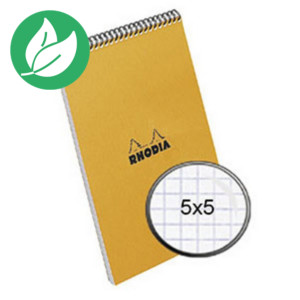 Rhodia Bloc notes spirale orange agrafé 14,8 x 21 cm - petits carreaux 5x5 - 80 feuilles Rhodia Bloc notes spirale orange agrafé 14,8 x 21 cm - petits carreaux 5x5 - 80 feuilles