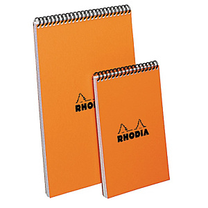 Rhodia Bloc notes spirale orange agrafé 10,5 x 14,8 cm - petits carreaux 5x5 - 80 feuilles Rhodia Bloc notes spirale orange agrafé 10,5 x 14,8 cm - petits carreaux 5x5 - 80 feuilles