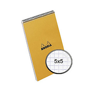 Rhodia Bloc notes spirale orange agrafé 14,8 x 21 cm - petits carreaux 5x5 - 80 feuilles Rhodia Bloc notes spirale orange agrafé 14,8 x 21 cm - petits carreaux 5x5 - 80 feuilles
