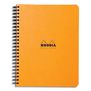 RHODIA Cahier Notebook spirale en carte 160 pages 5x5 format 16x21cm. Coloris orange