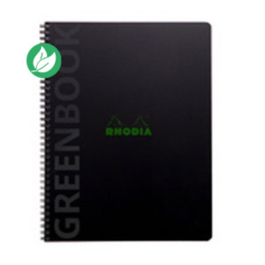 Rhodia Cahier à spirale Rhodiactive Greenbook A4+ 22,5 x 29,7 cm - 90g - Perforé 4 trous - Petits carreaux 5x5 - 160 pages Rhodia Cahier à spirale Rhodiactive Greenbook A4+ 22,5 x 29,7 cm - 90g - Perforé 4 trous - Petits carreaux 5x5 - 160 pages
