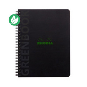 Rhodia Cahier à spirale Rhodiactive Greenbook A5+ 16 x 21 cm - 90g - Perforé 6 trous - Petits carreaux 5x5 - 160 pages Rhodia Cahier à spirale Rhodiactive Greenbook A5+ 16 x 21 cm - 90g - Perforé 6 trous - Petits carreaux 5x5 - 160 pages