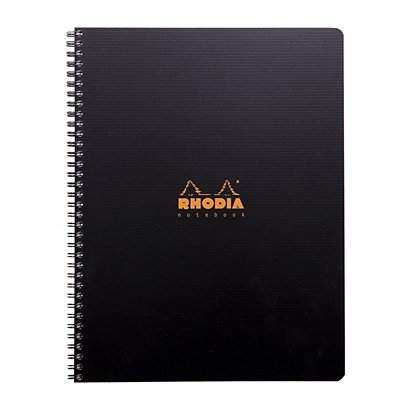Rhodia Cahier à spirale Rhodiactive Pro Book 22,5 x 29,7 cm - 90g - Perforé 4 trous - Petits carreaux 5x5 - 160 pages - 1