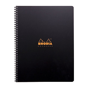 Rhodia Carnet Rhodiactive A4+ avec reliure à spirales, couverture en polypropylène, 80 feuilles/160 pages, pages quadrillées, noir Rhodia Carnet Rhodiactive A4+ avec reliure à spirales, couverture en polypropylène, 80 feuilles/160 pages, pages quadrillées, noir