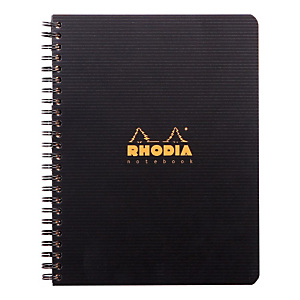 RHODIA Carnet Rhodiactive A5+ avec reliure à spirales, couverture en polypropylène, carnet 80 feuilles, pages quadrillées, noir RHODIA Carnet Rhodiactive A5+ avec reliure à spirales, couverture en polypropylène, carnet 80 feuilles, pages quadrillées, noir