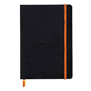 RHODIA Carnet souple Rhodiarama A5 (14,8 x 21 cm), 160 pages lignées de 90 g/m² - Couverture noire