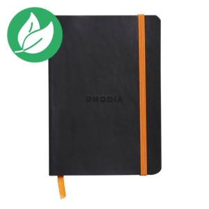 Rhodia Carnet souple Rhodiarama A5 (14,8 x 21 cm) 160 pages réglure point DOT de 90 g/m² - Couverture noire avec élastique Rhodia Carnet souple Rhodiarama A5 (14,8 x 21 cm) 160 pages réglure point DOT de 90 g/m² - Couverture noire avec élastique