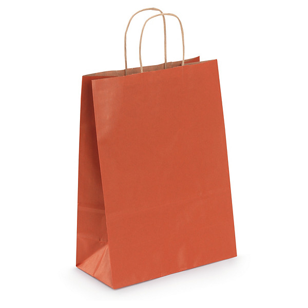 Ribbed Kraft paper carrier bags, red, 220x290x100mm, pack of 50 - 1