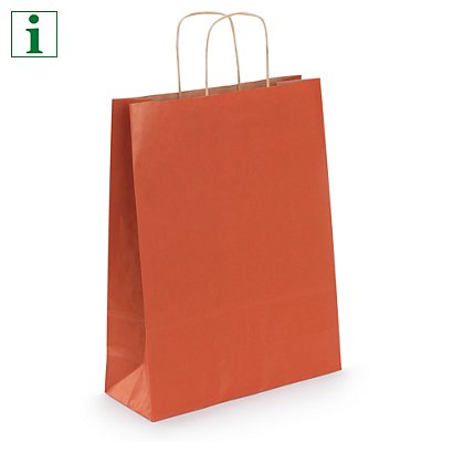 Ribbed Kraft paper carrier bags, red, 360x410x120mm, pack of 50 - 1
