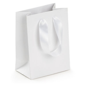 Ribbon handle gift bags in black or white