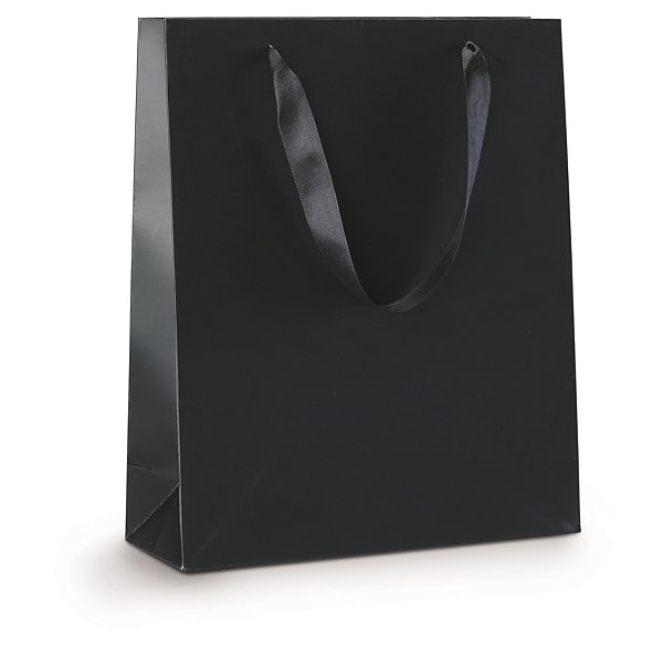 Ribbon handle gift bags, white, 180x220x65mm, pack of 12 - 2