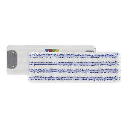 Ricambio in microfibra blanco e blu per sistema lavapavimenti piatto con micro alette - 1