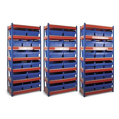 Rivet racking bays with bins, shelf UDL 600 kg - 1