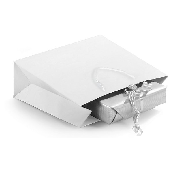 Dárková taška z matného papíru, 300 x 250 x 100 mm stříbrná | RAJA - 8