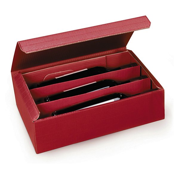 Dárkové krabice na víno pro 3 láhve, 265x100x372mm, červená - 2